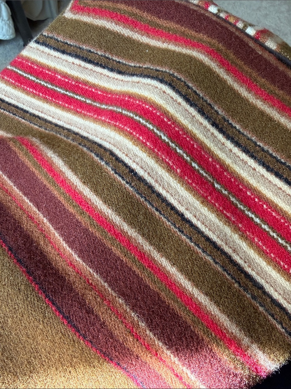 Pendleton Made in USA Brown Red Striped Virgin Wool Pea Coat size Small - Picture 16 of 16